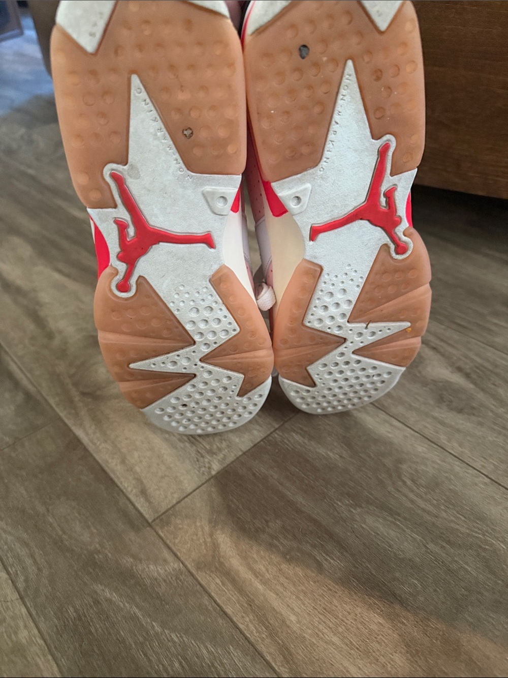 Jordan low top  Pink, White & Coral Sneakers 7Y fits women’s size 7.5 - Picture 5 of 6